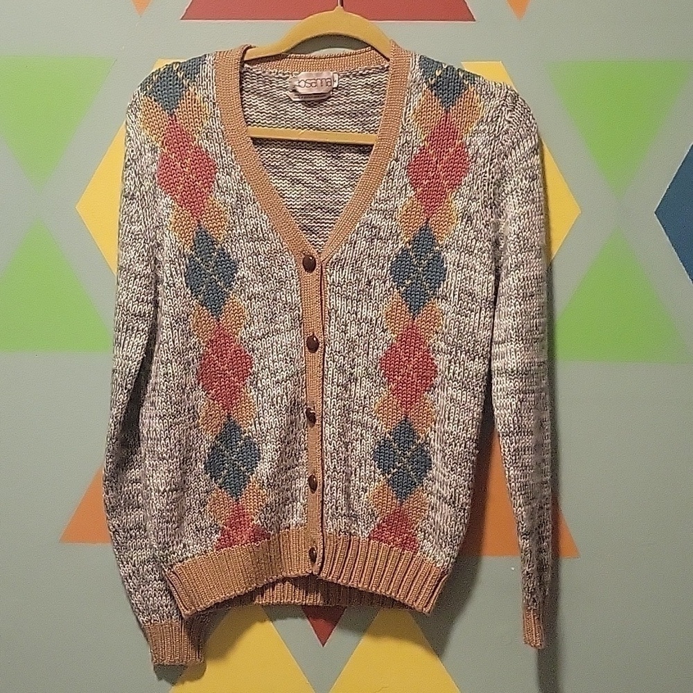 Rosanna Vintage Women's Button Up Cardigan With Marled Coloring Size Medium